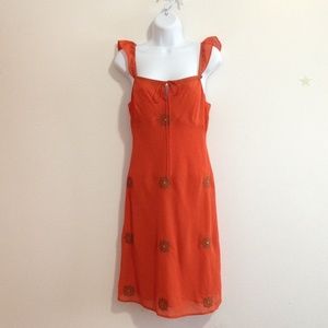 orange color w/ gold embroidery dress